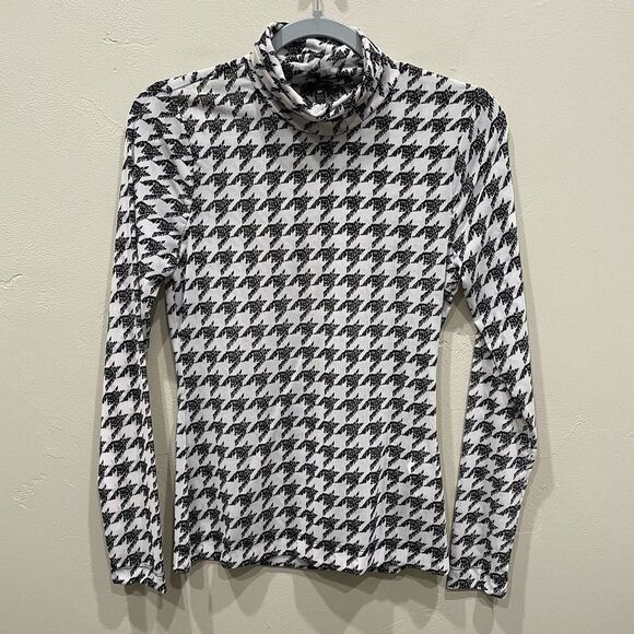 White House Black Market Tops - White House Black Market Houndstooth Turtleneck Long Sleeve Shirt - Size: XS